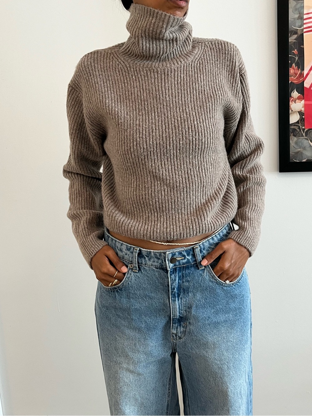 H&M Taupe Turtleneck Sweater xs